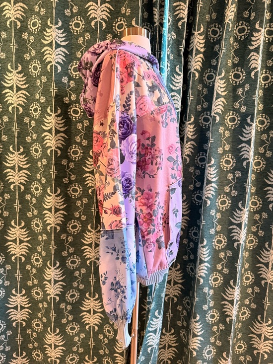 dELiA*s Pastel Patchwork Floral Shades Of Cool Zip Hoodie Pink Blue S NWOT - Picture 12 of 15